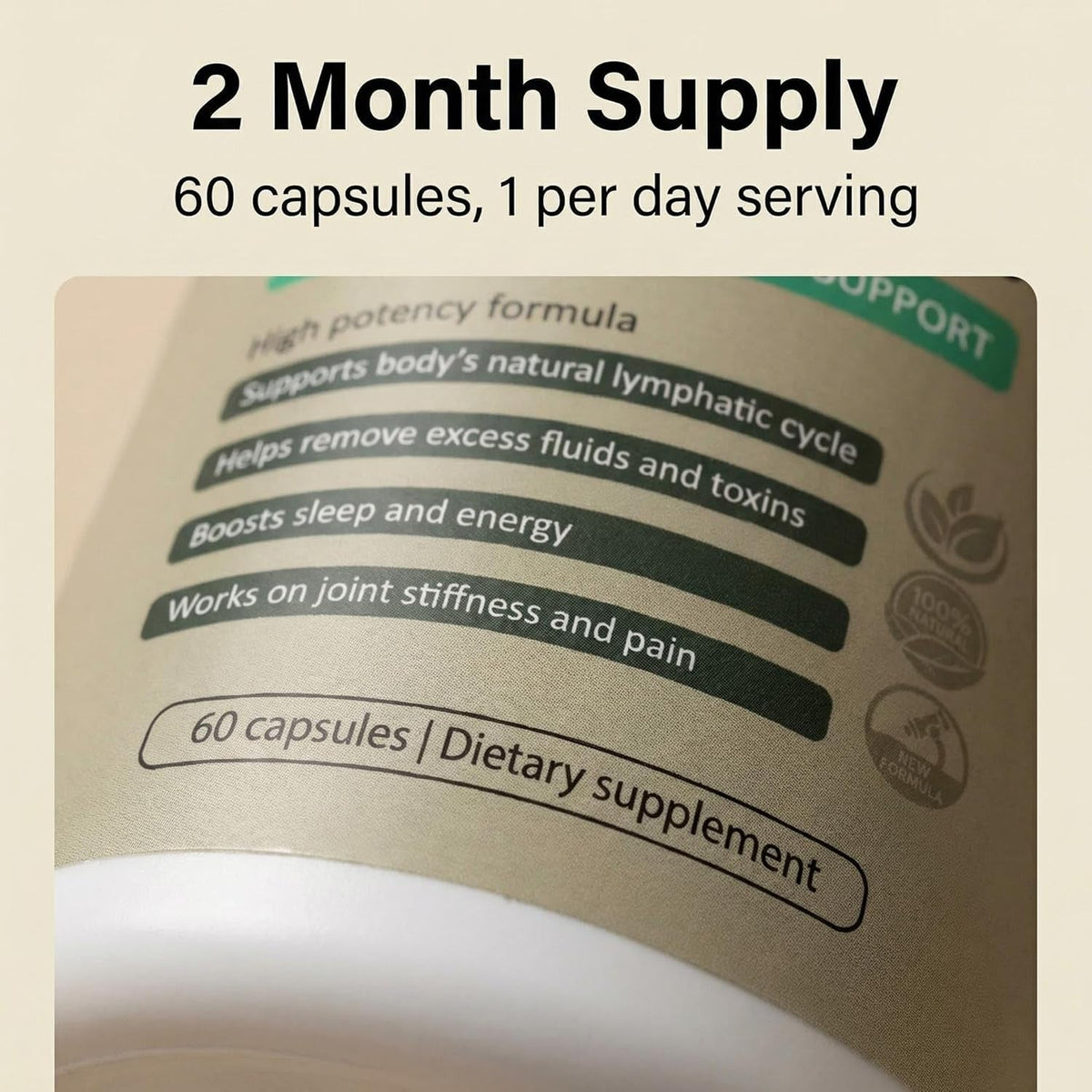 Sculptique Lymphatic Drainage Capsules, New Maximum Potency Formula with Dandelion Extract, Cleavers Extract - Supports Cellulite Reduction 60 Capsules