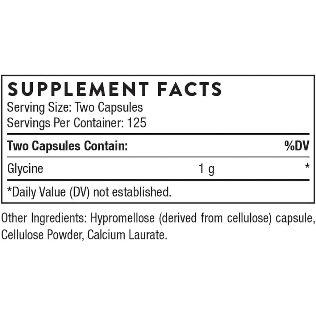 THORNE - Glycine - Supports Relaxation, Stress Management, Detoxification & Healthy Muscle Function* - Amino Acid Supplement - Third-Party Certified - Gluten, Dairy & Soy-Free - 250 Capsules