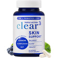 Clear Skin Supplement with Zinc, DIM & Probiotics | 3-In-1 Hormone, Gut & Complexion Support | Triple Action Hyaluronic Acid, Niaciminide & Vitamins for Skin Balance, Glow & Health Support | 60 Ct