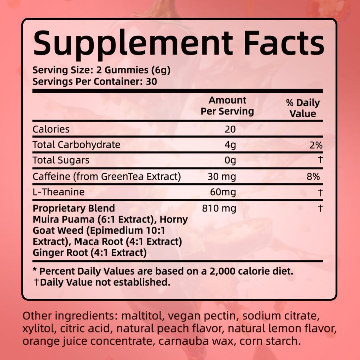 Spicy Gummies Cubes for Couples, Adults Hot Peach Gummy with Chili Pepper, Muira Puama, Maca Root and Epimedium, Plant-Based Daily Wellness Support, Vegan, Non-Gmo – 60 Gummies
