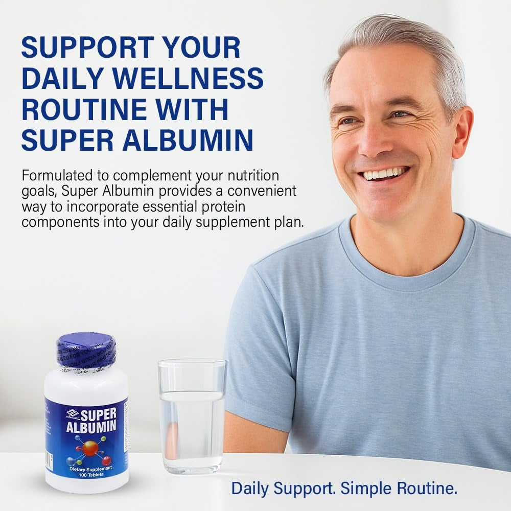 Super Albumin – Hydrolyzed Protein & Amino Acids Supplement | 100 Tablets | Supports Tissue Repair, Cellular Health & Physiological Balance