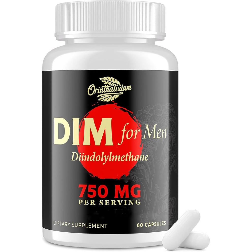Orinthalixium DIM for Men 750MG – Hormone Balance, Estrogen Support for Men, DIM Supplement, Detox, Vitality & Fitness Performance–Chrysin & Black Pepper Extract, 60 Capsules (1 Bottle)