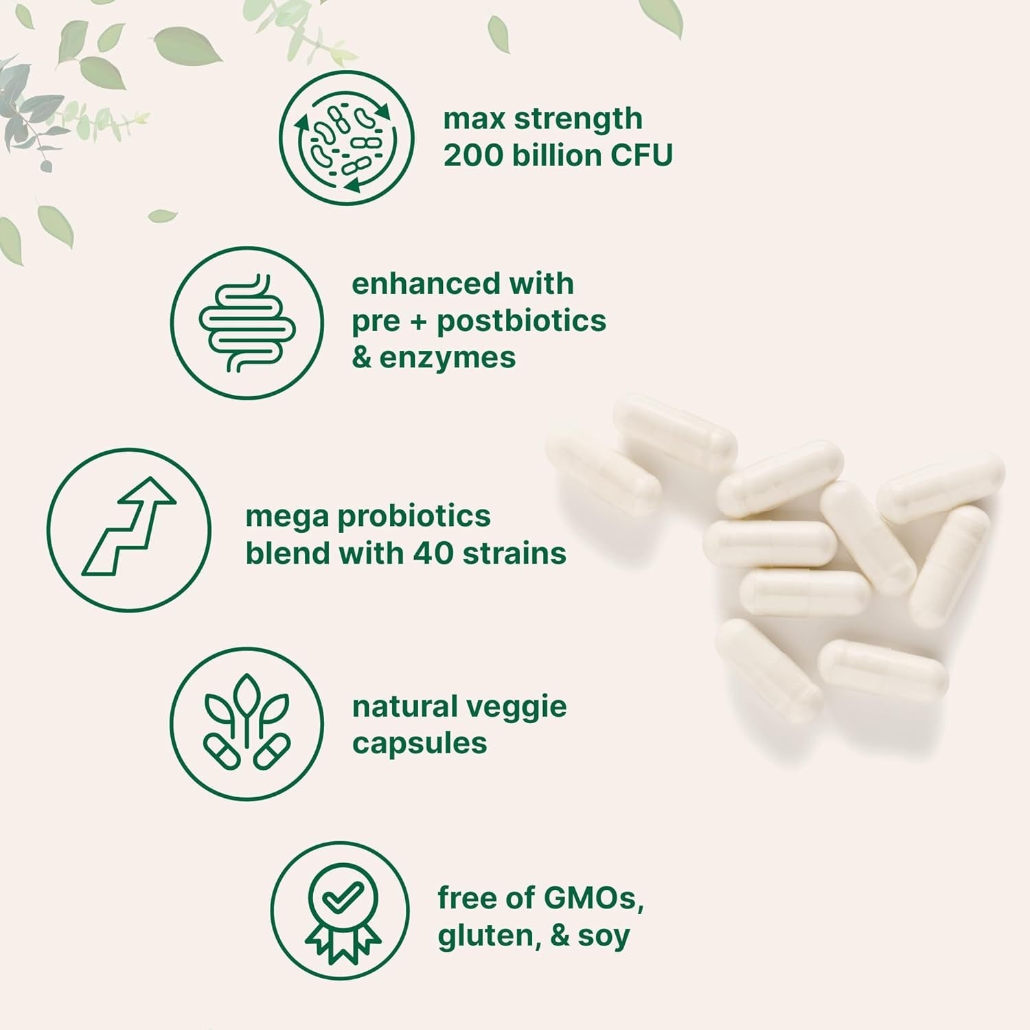 Micro Ingredients Probiotics 200 Billion CFU, 120 Veggie Capsules | Mega Probiotics for Men & Women | 40 Strains with Prebiotics, Postbiotics & Digestive Enzymes | Gut, Immune & Digestive Health