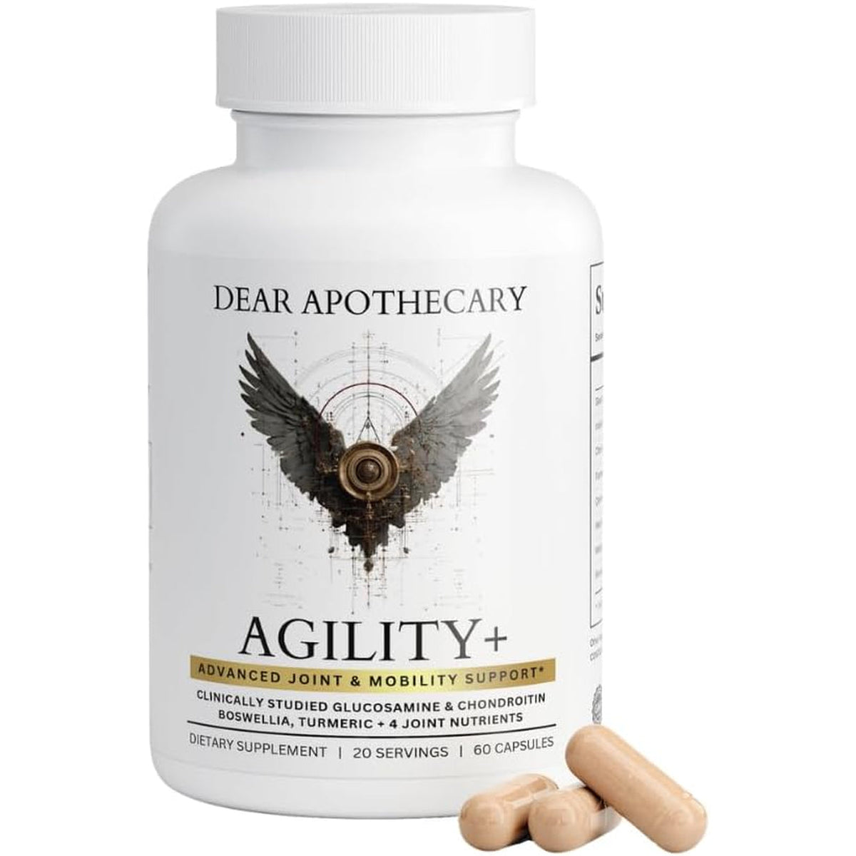 Agility+ Glucosamine Chondroitin Supplement - 1500Mg Glucosamine, Boswellia, Turmeric, MSM - Joint Support for Men & Women - Non-Gmo Gluten Free - 60 Capsules