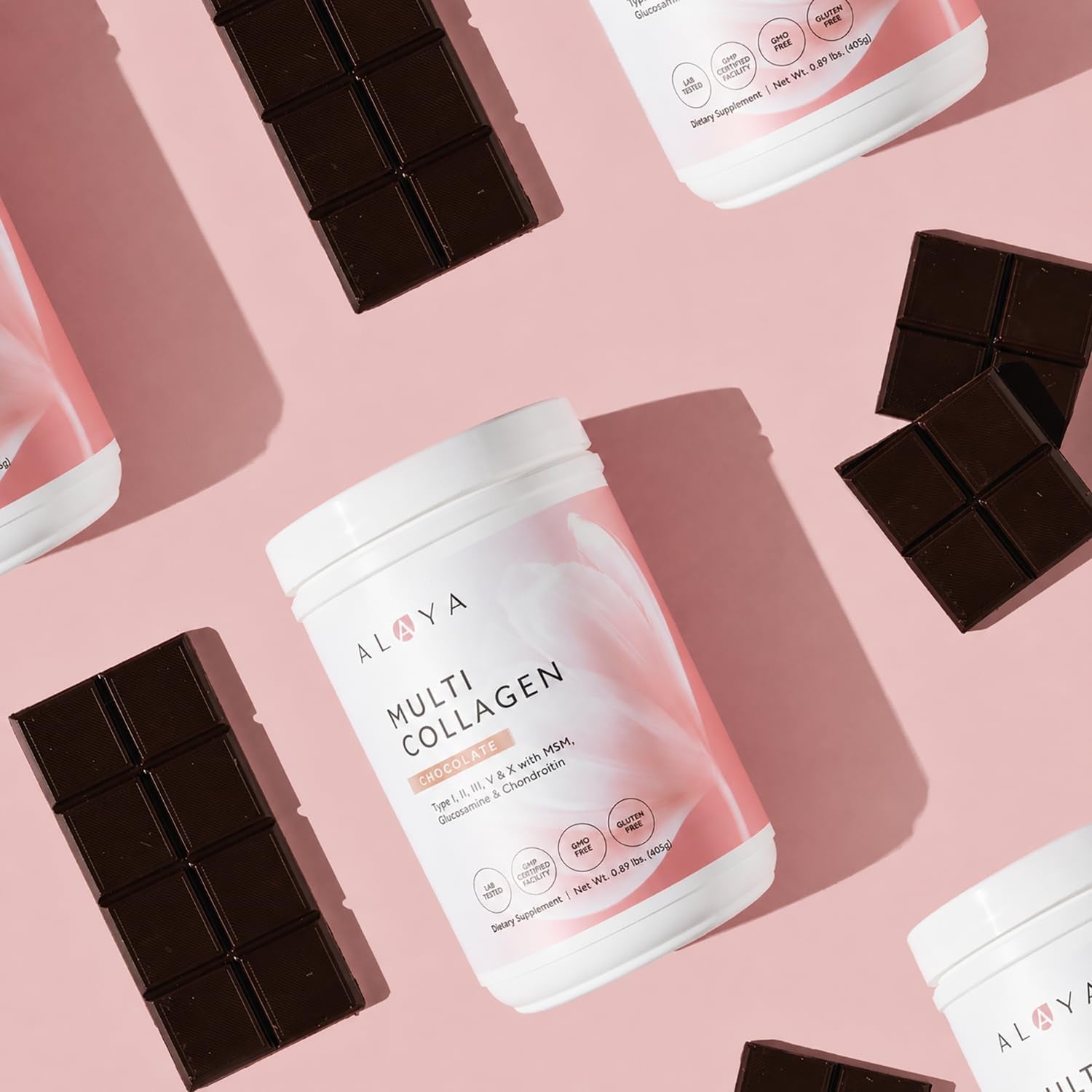 Alaya Multi Collagen Powder - Type I, II, III, V, X Hydrolyzed Collagen Peptides Protein Powder Supplement with MSM + GC (Chocolate)