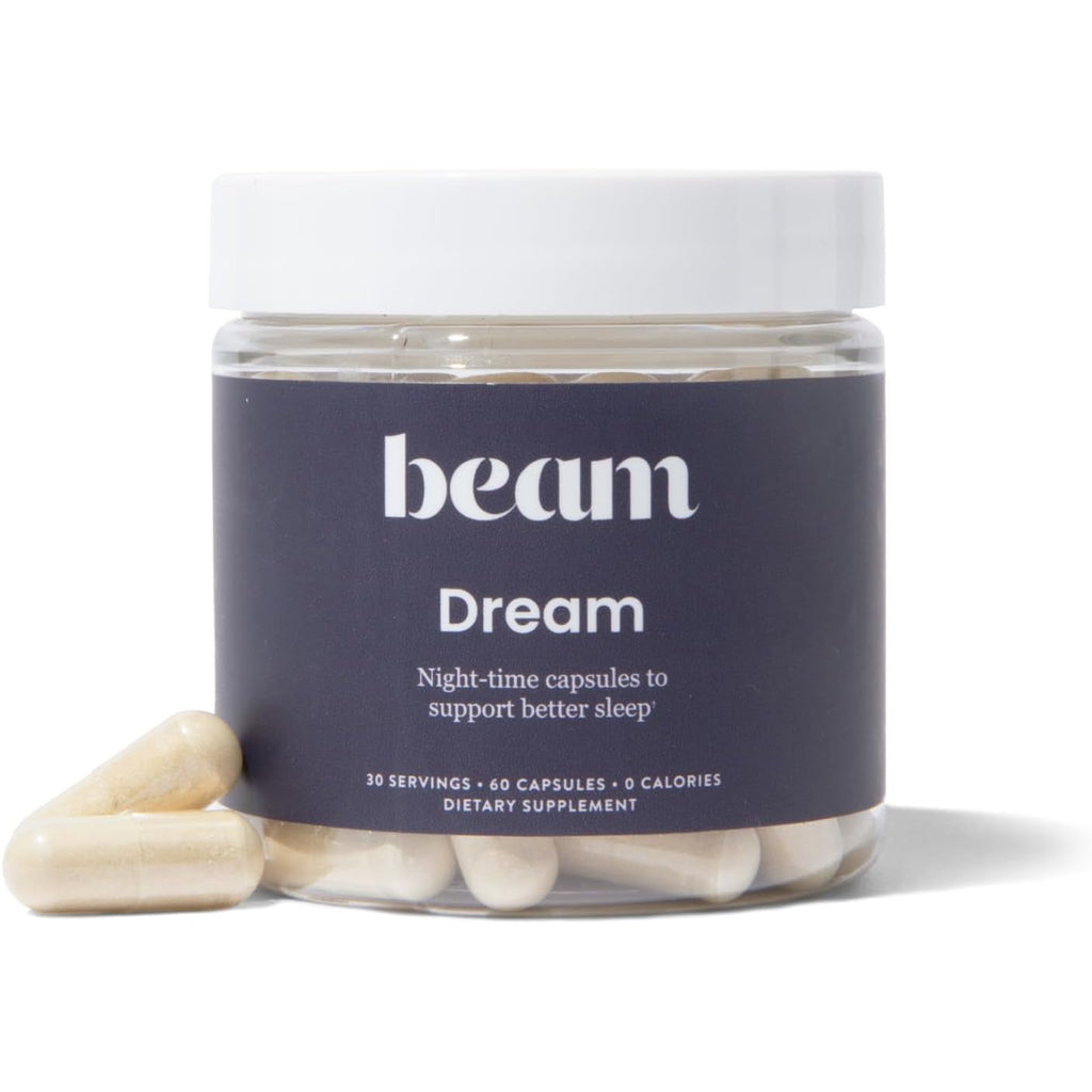Beam Dream Sleep Capsules, L-Theanine, Apigenin, Reishi and Magnesium, Third Party Tested Natural Sleep Aid & Sleep Supplement for Deep Sleep, Relaxation and Recovery, Sleep Support, 30 Servings
