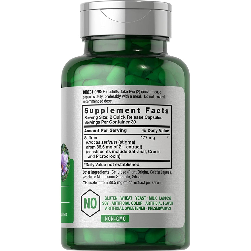 Horbäach Saffron Extract Capsules | 60 Pills | for Women and Men | Non-Gmo, Gluten Free Supplement
