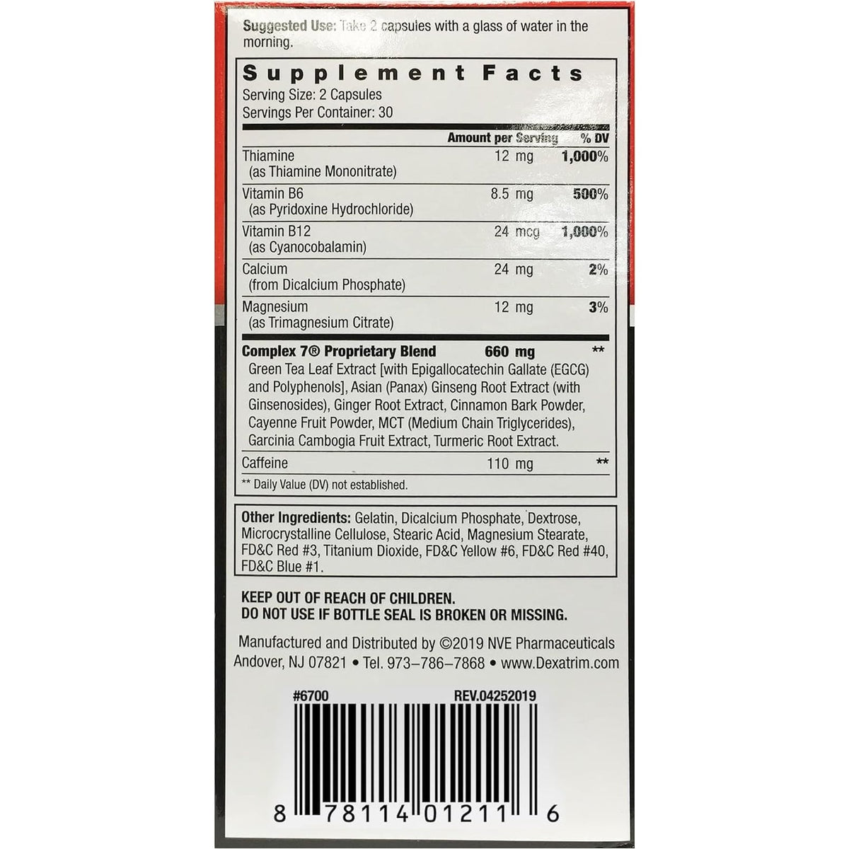 EH95 LLC Stacker Dexatrim Max Complex-7 Capsules 60 Count -