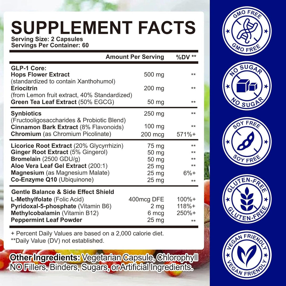 GLP 1 Supplement, 120 Capsules GLP-1 Probiotic for Appetite Regulate & Gut Health, Reduce Hunger & Cravings for Digestive, Promote GLP-1 Production & Support Weight Management, Vegan for Women & Men