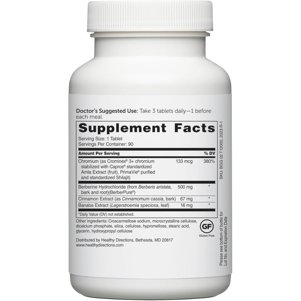 Dr. Whitaker’S Berberine Glucogold Supplement with 1500 Mg per Day of Berberpure Berberine, Concentrated Cinnamon, Crominex Chromium and Banaba Leaf Extract (90 Tablets)