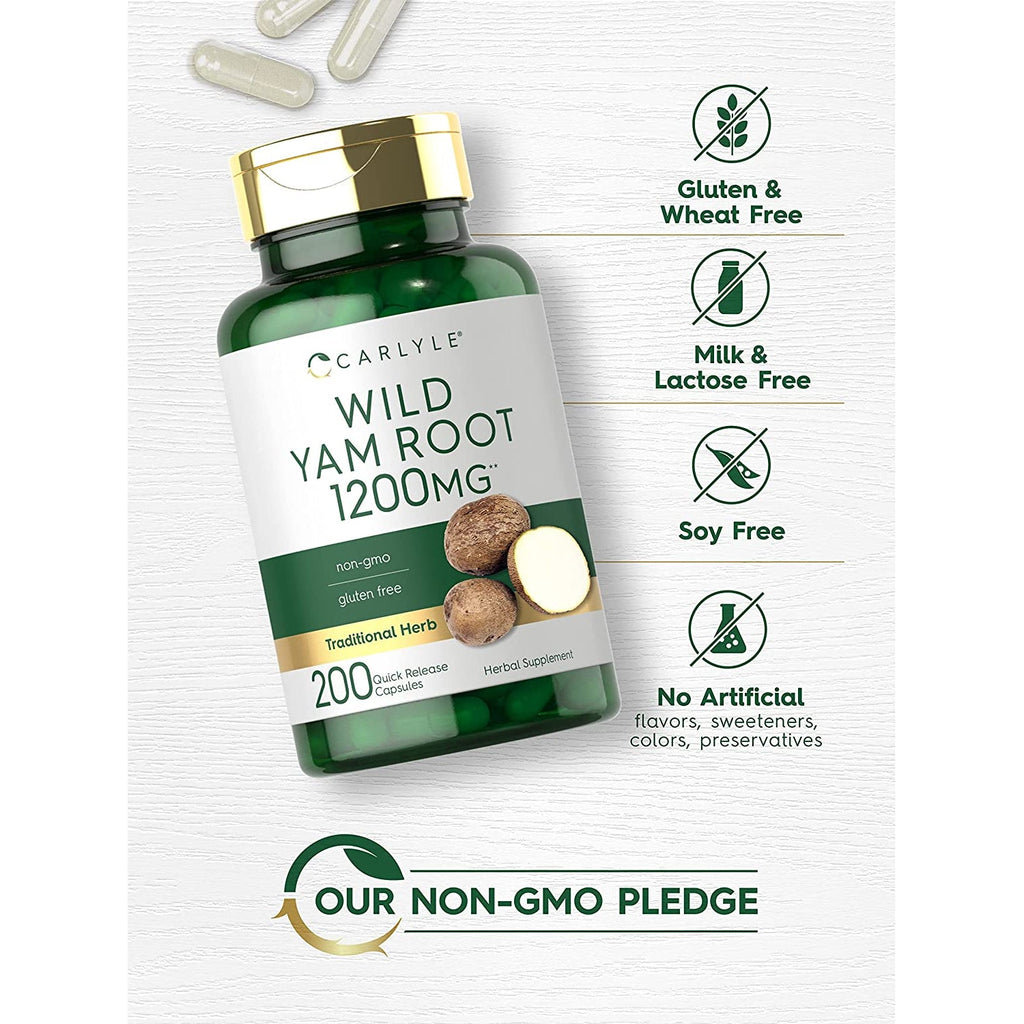 Carlyle Wild Yam Root Capsules | 200 Count | Traditional Herbal Extract | Non-Gmo, Gluten Free