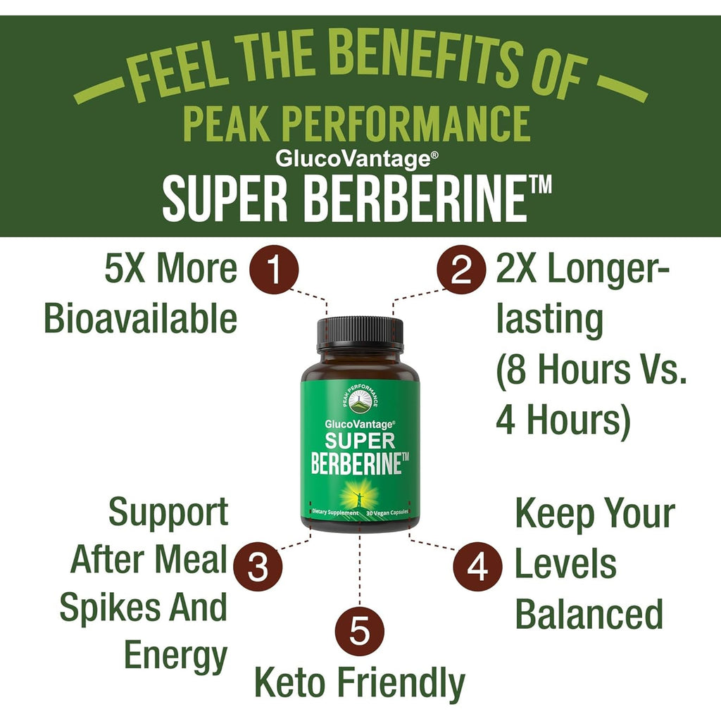 Dihydroberberine Super Berberine Supplement - Glucovantage® 200Mg Now 5X More Effective than Regular Berberine HCL Powder Capsules. Metabolism Support Keto Friendly plus Vegan Extract Pills