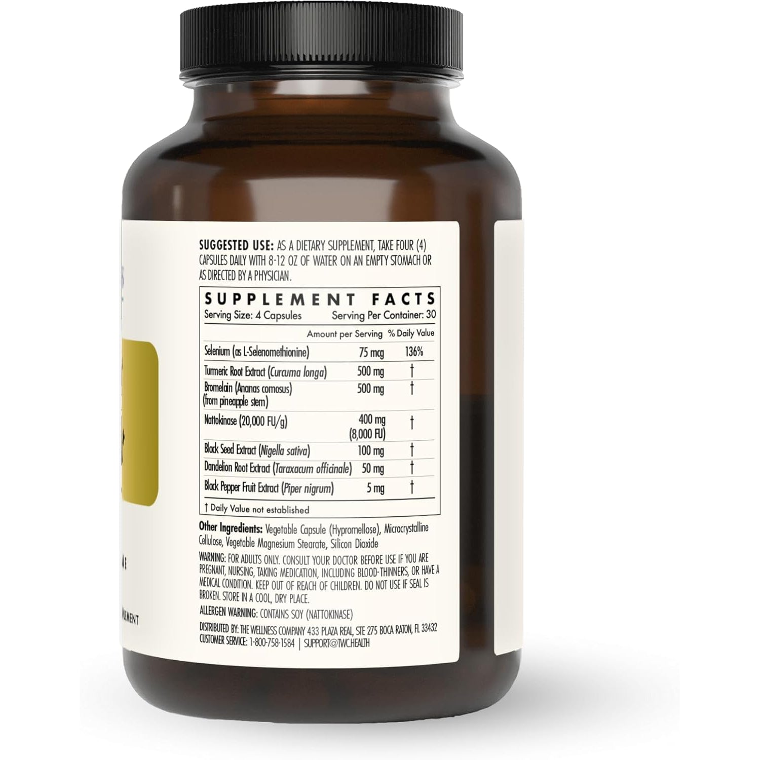 The Wellness Company Ultimate Spike Detox – Dr. Mccullough Designed - 3-In-1 Nattokinase, Turmeric, & Bromelain Extra Strength | 120Ct (1 Month Supply)