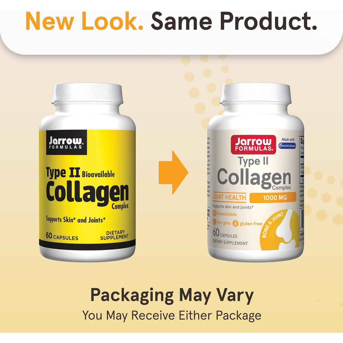 Jarrow Formulas® Type II Collagen Complex 1000 Mg Supplements, Supports Skin and Joint Health, 60 Capsules, 30 Day Supply