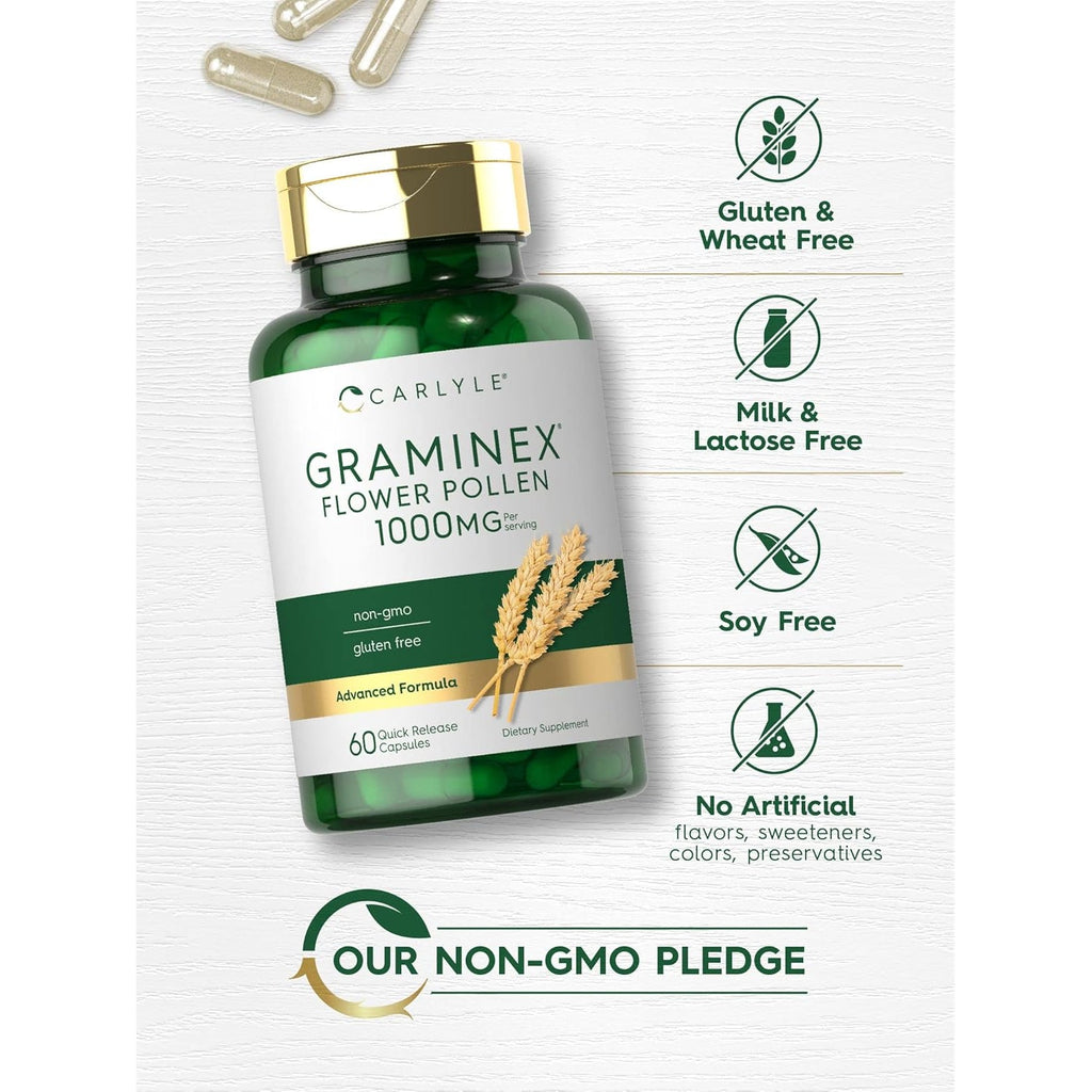 Carlyle Graminex Flower Pollen Extract | 1000 Mg | 60 Capsules | Non-Gmo & Gluten Free Supplement