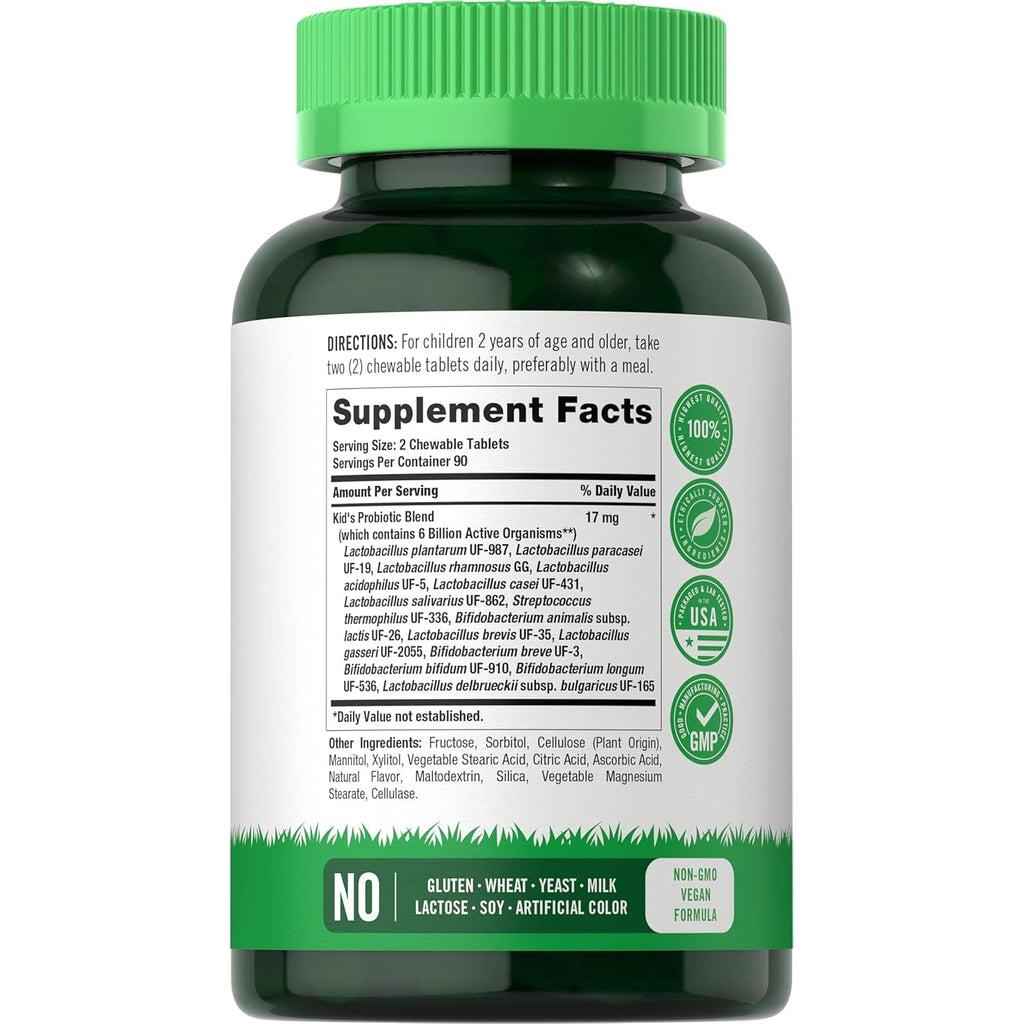 Carlyle Probiotics for Kids Chewable | 180 Count | 6 Billion Cfus | Raspberry Flavor | Non-Gmo & Gluten Free Supplement | by Lil' Sprouts