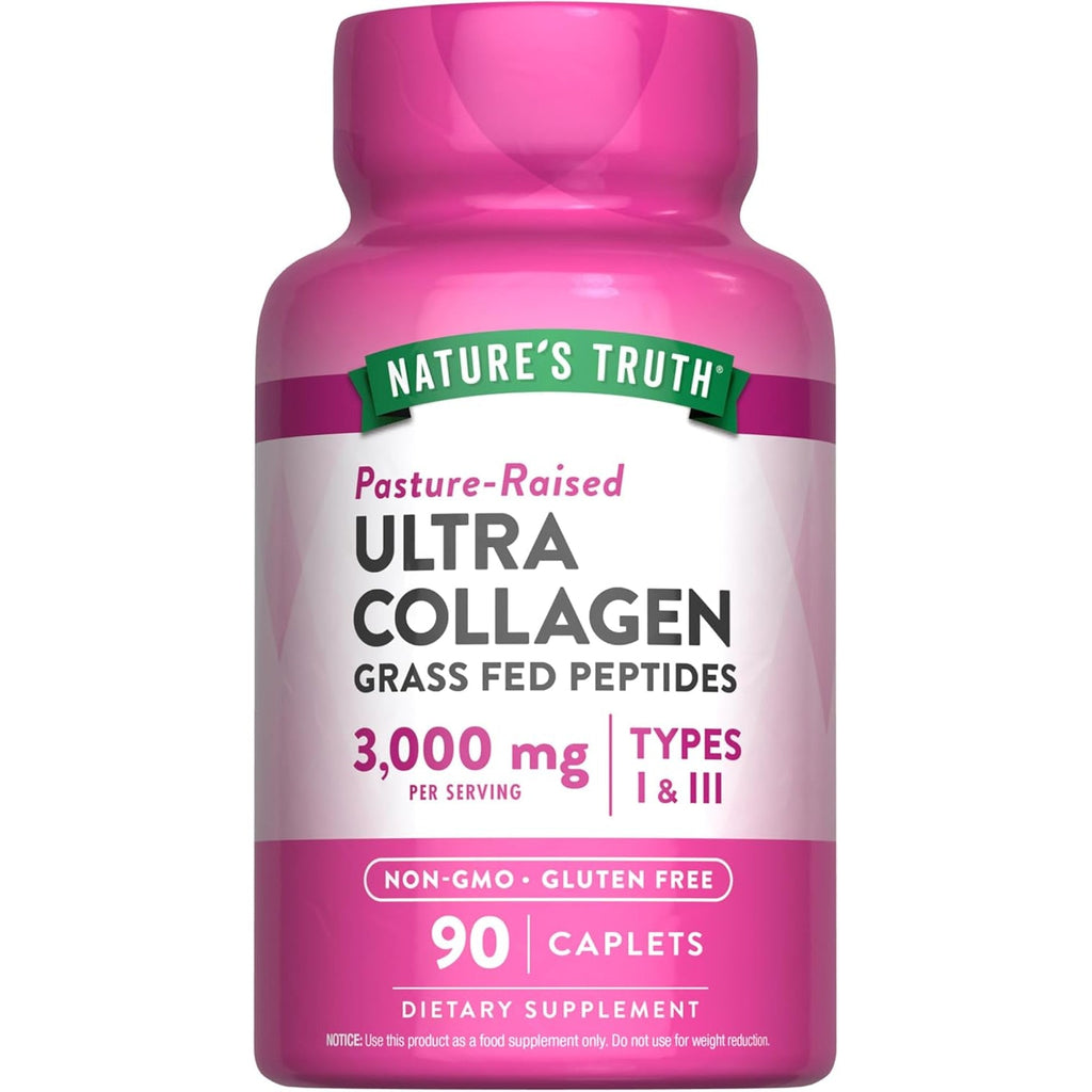 Nature'S Truth Collagen Peptides | 90 Caplets | Type 1 and 3 with Vitamin C | Grass Fed, Non-Gmo & Gluten Free Supplement