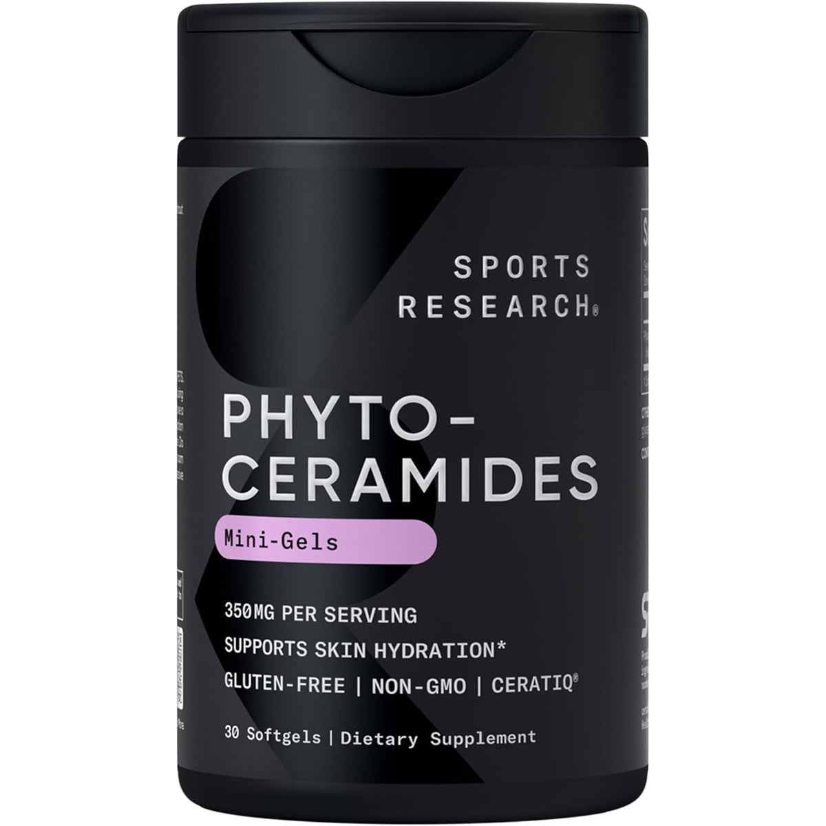 Sports Research® Phytoceramides 350Mg per Softgel - Plant Derived Ceramides for Healthy Skin and Hydration - Non GMO with No Fillers or Synthetic Vitamins - 30 Liquid Softgels