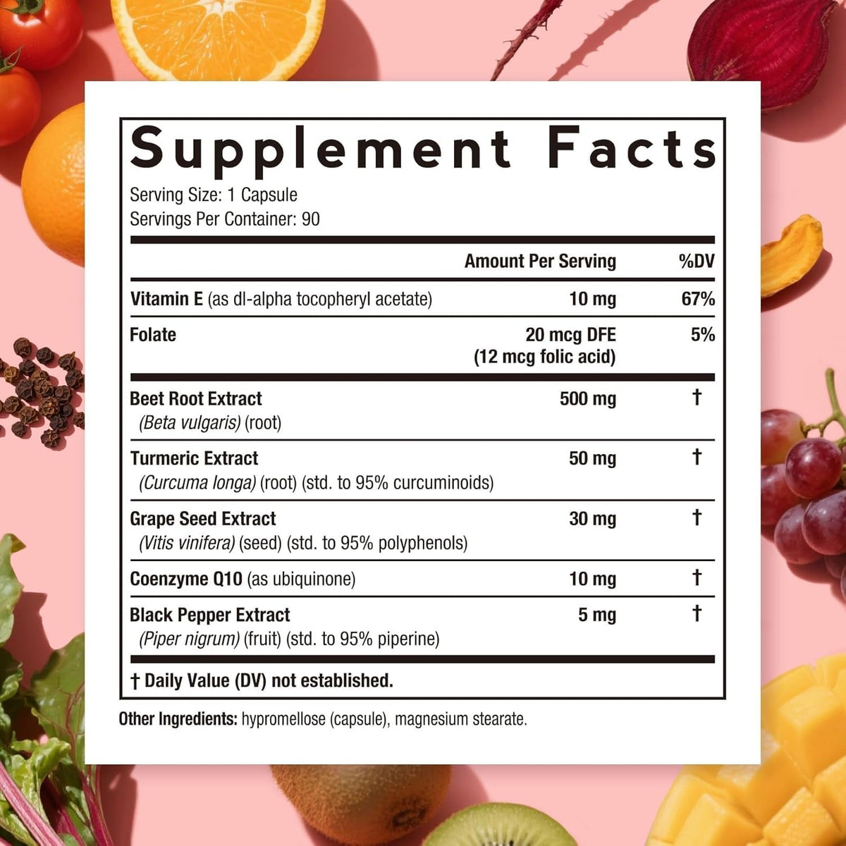 Doctor'S Recipes Beet Root Capsules, Beet Root Extract with Grape Seed, Coq10, Turmeric, Black Pepper for Enhanced Absorption, Supports Heart, Circulation, Energy & Nitric Oxide, Non-Gmo, 90 Veg Caps
