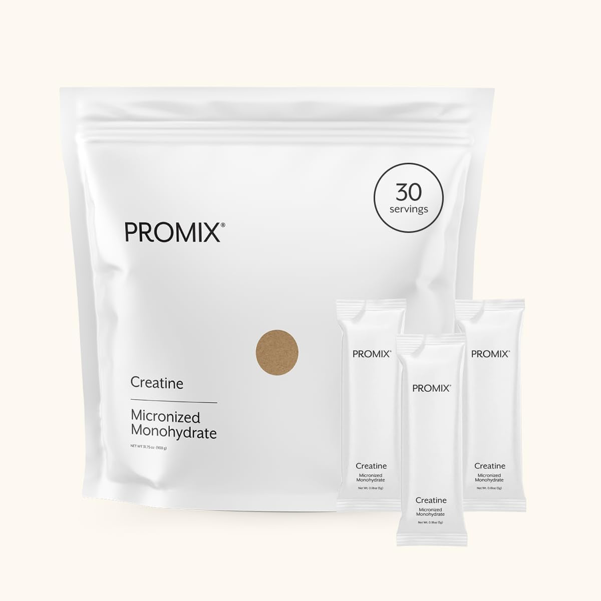 Promix Nutrition Creatine Monohydrate Travel Packs, 5G of Micronized Clean Creatine for Men and Women, Supports Muscle Growth & Recovery, Vegan - 30 Servings