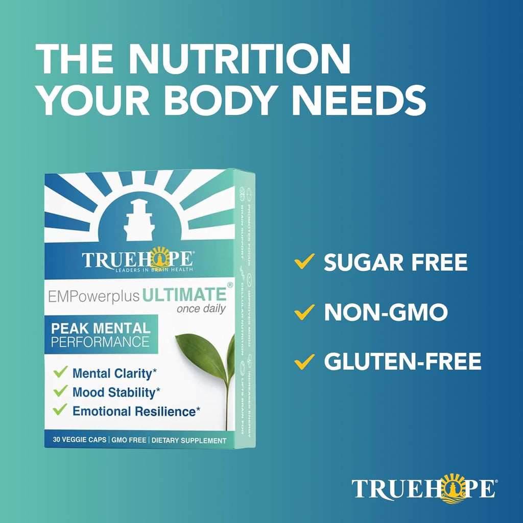 Truehope Empowerplus Ultimate Strength | Most Effective Brain, Energy & Focus Supplement | 1000% Better Absorption | Backed by 37 Research Studies & 28 Years of Success | 30 Day Supply