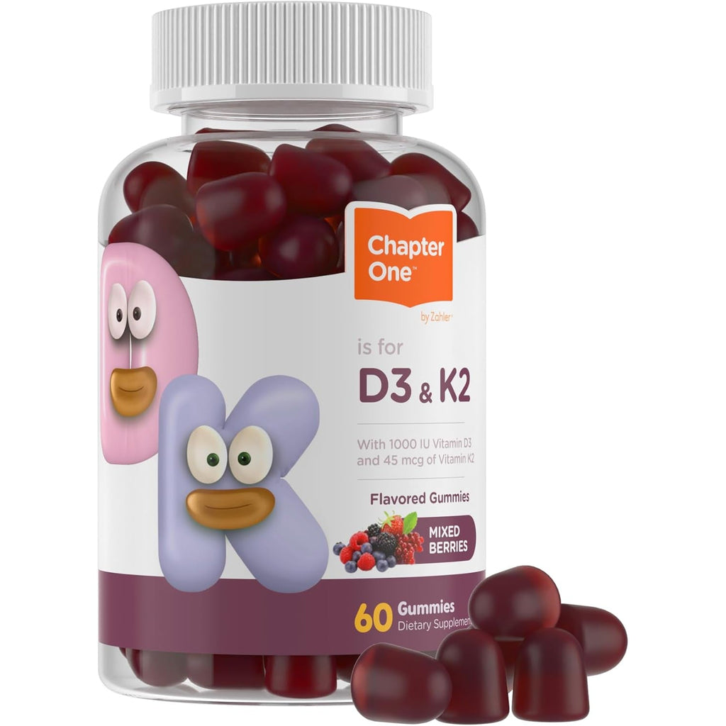 Zahler Chapter One Vitamin D3 & K2 Gummies - Immune & Bone Health Support Supplement - Cholecalciferol D3 & MK7 K2 - Bioavailable Vitamin D - Kosher, Gluten-Free & Non-Gmo - 60 Gummies