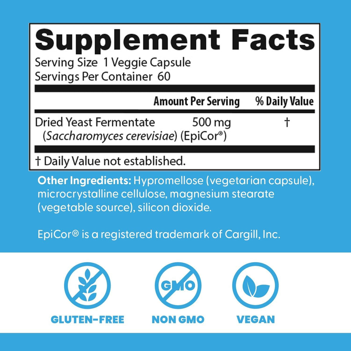 Doctors Best Epicor Immune Support Postbiotic Supplement - 500 Mg Dried Yeast Fermentate per Capsule, Immune & Gut Health Support for Men & Women, Non-Gmo, Gluten Free, Vegan - 60 Veg Caps