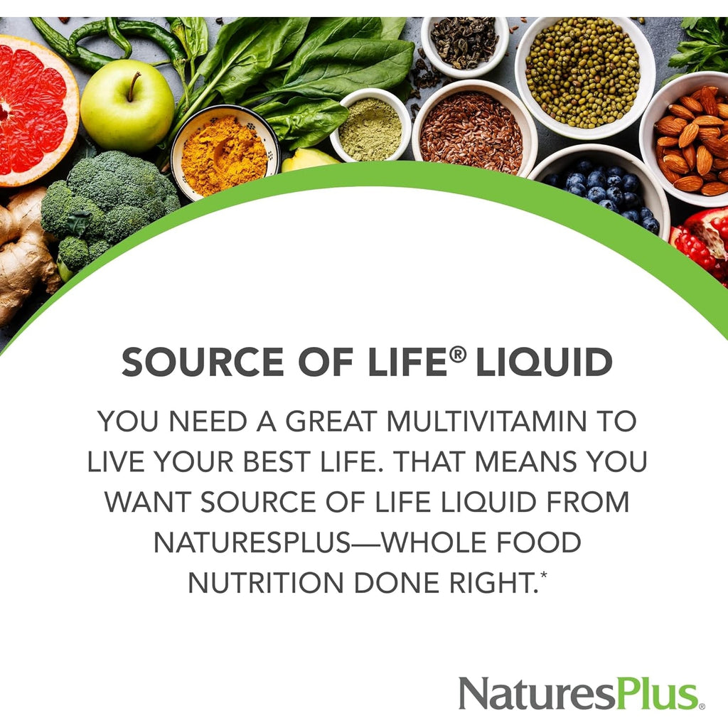Naturesplus Source of Life Liquid, Tropical Fruit - 30 Fl Oz - Multivitamin & Mineral Supplement - Gluten Free, Vegetarian - 30 Servings