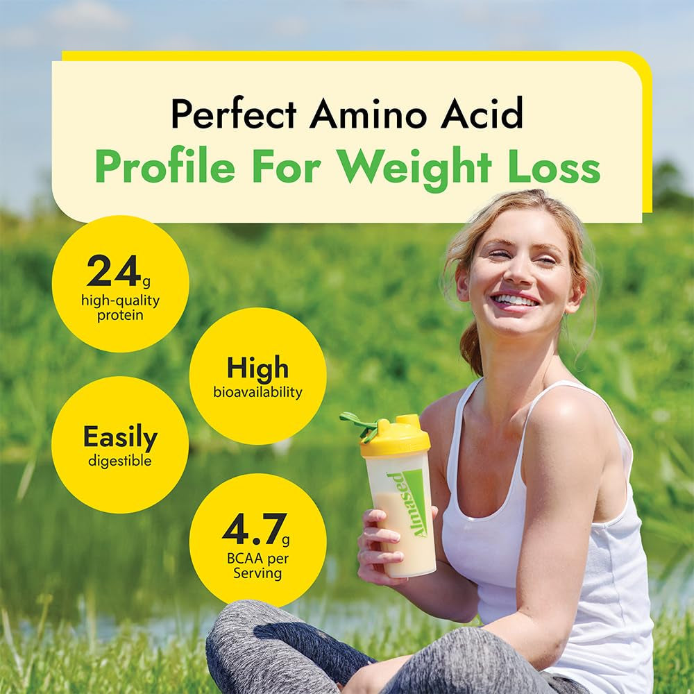 Almased Meal Replacement Shakes for Weight Loss - Protein Powder - Starter Kit (Almond Vanilla Flavor, 2 Cans of 17.6 Oz + Shaker Bottle + Scoop)