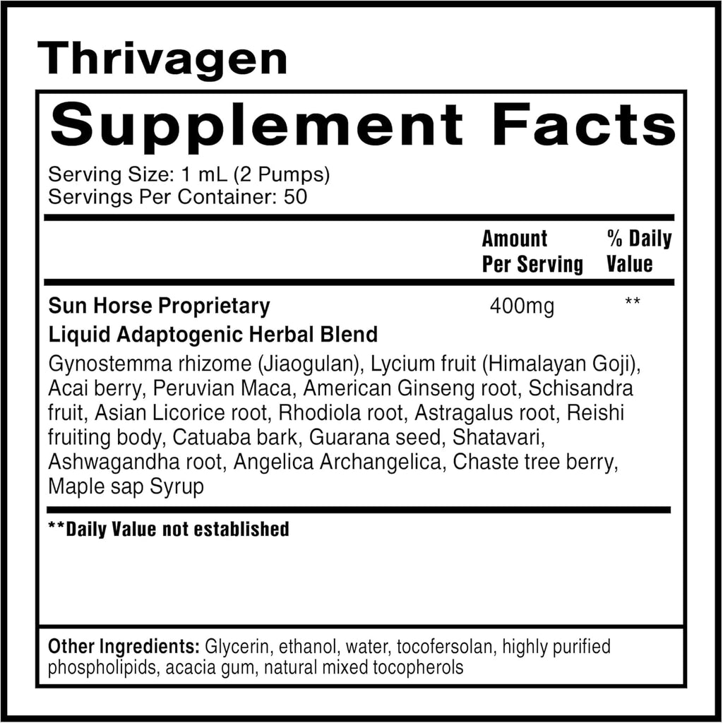Quicksilver Scientific Thrivagen - Women'S Health Supplement with 15 Energy, Hormone Balance & Adrenal Support Botanicals - Adaptogenic Herbs with Shatavari, Rhodiola & Maca Root (1.7Oz / 50Ml)