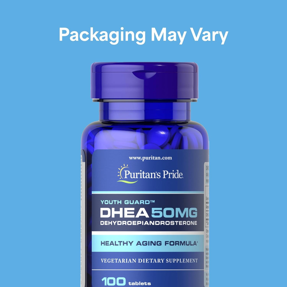 Puritan'S Pride Youth Guard™ DHEA for Women and Men 50Mg, Dietary Supplement for Healthy Aging, 3 Month Supply, 100 Tablets