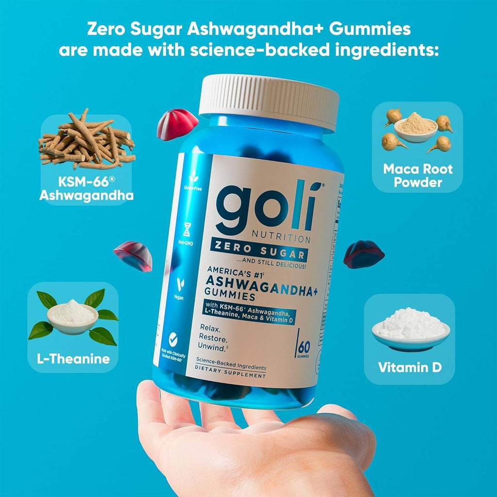 Goli Zero Sugar Trio - World'S First 3-In-1 Pre, Post, Probiotic, Apple Cider Vinegar with Vitamin B12 and Probiotics, Ashwagandha & L-Theanine, Vitamin D Gummies, 90 Count (3-Bottle Set)