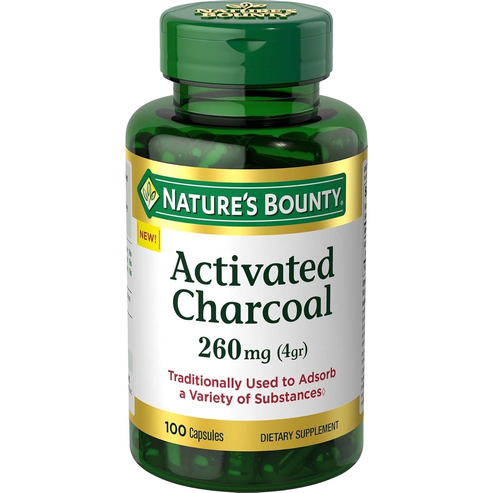 Nature'S Bounty Activated Charcoal 260 Mg, 100 Capsules, Dietary Supplement to Support a Healthy Lifestyle