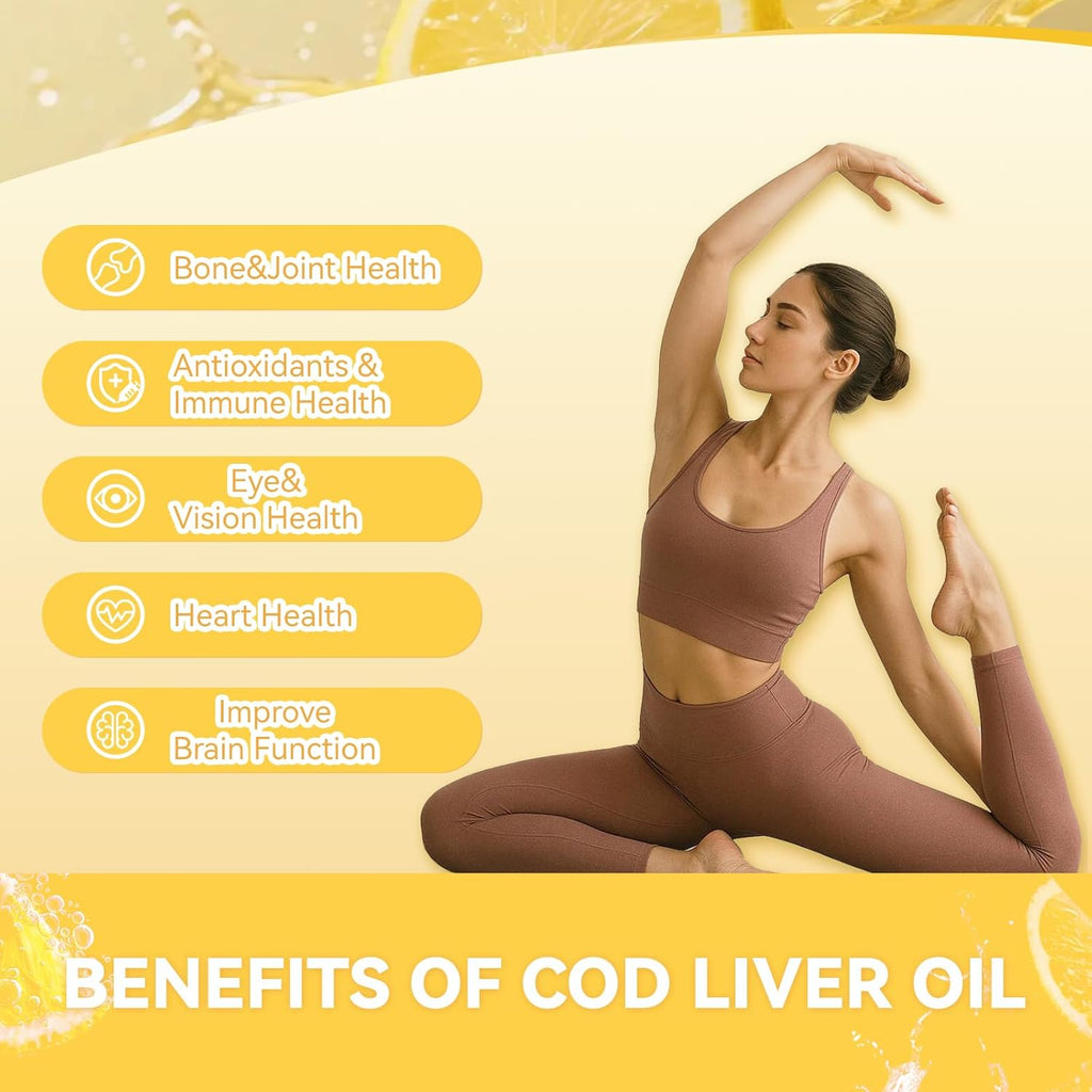 Cod Liver Oil Gummies 1000Mg, Sugar Free for Adults & Kids, Omega-3S & Vitamin A&D 60 Count