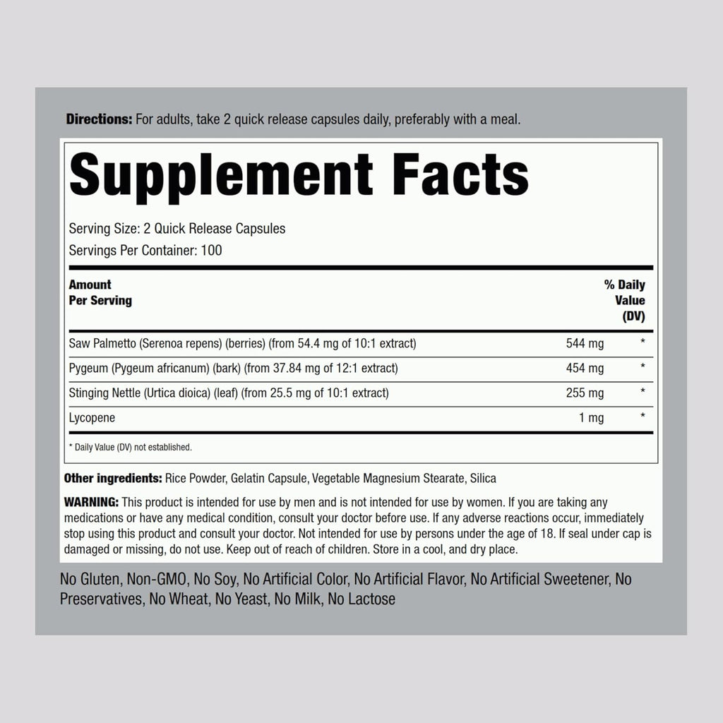 Piping Rock Prostate Supplement for Men |  Herbal Complex | 200 Capsules