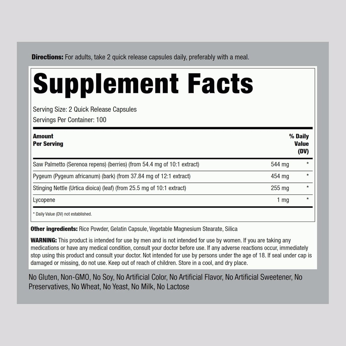 Piping Rock Prostate Supplement for Men |  Herbal Complex | 200 Capsules