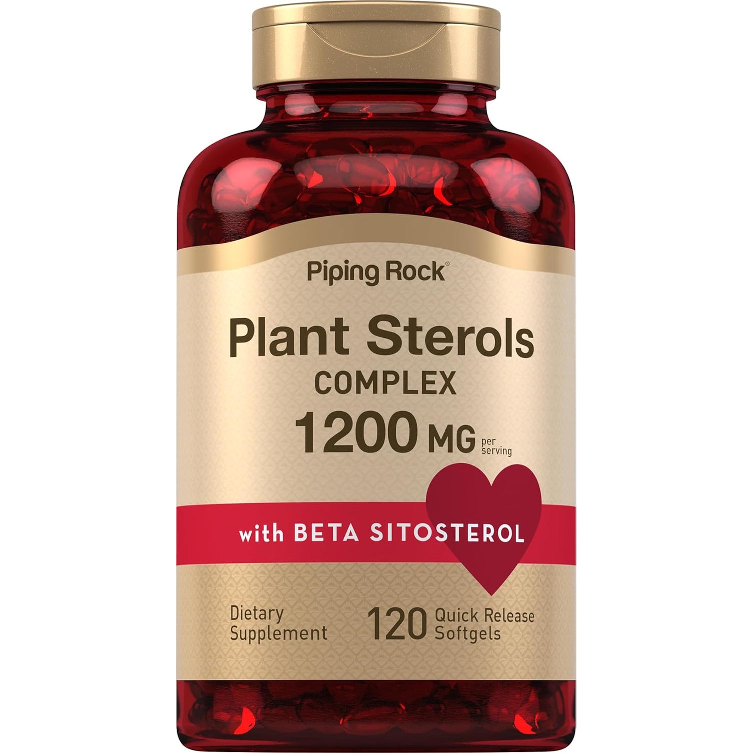Piping Rock Plant Sterols Supplement | 1200 Mg | 120 Softgels | with Beta Sitosterol | Phytosterol Complex | Non-Gmo, Gluten Free
