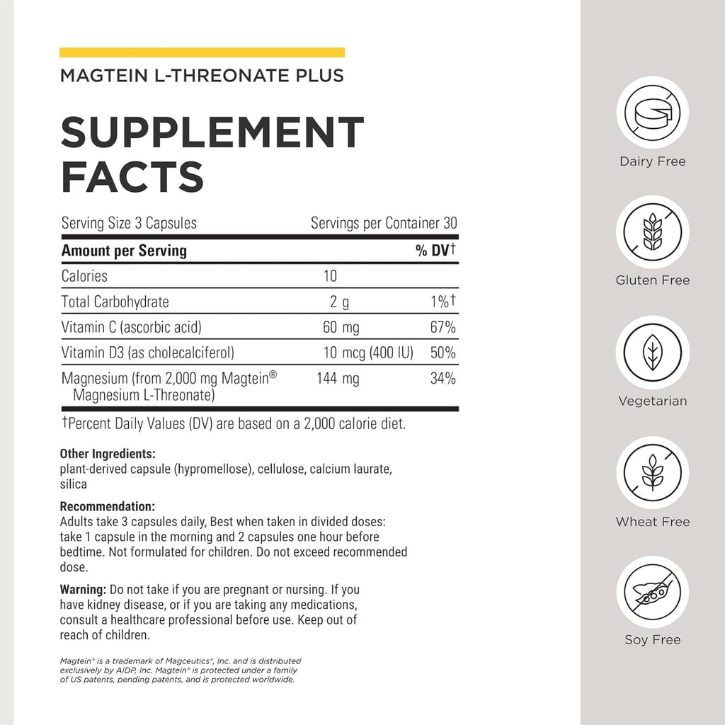 Integrative Therapeutics Magtein L-Threonate Plus, Cognitive Support 90 Capsules