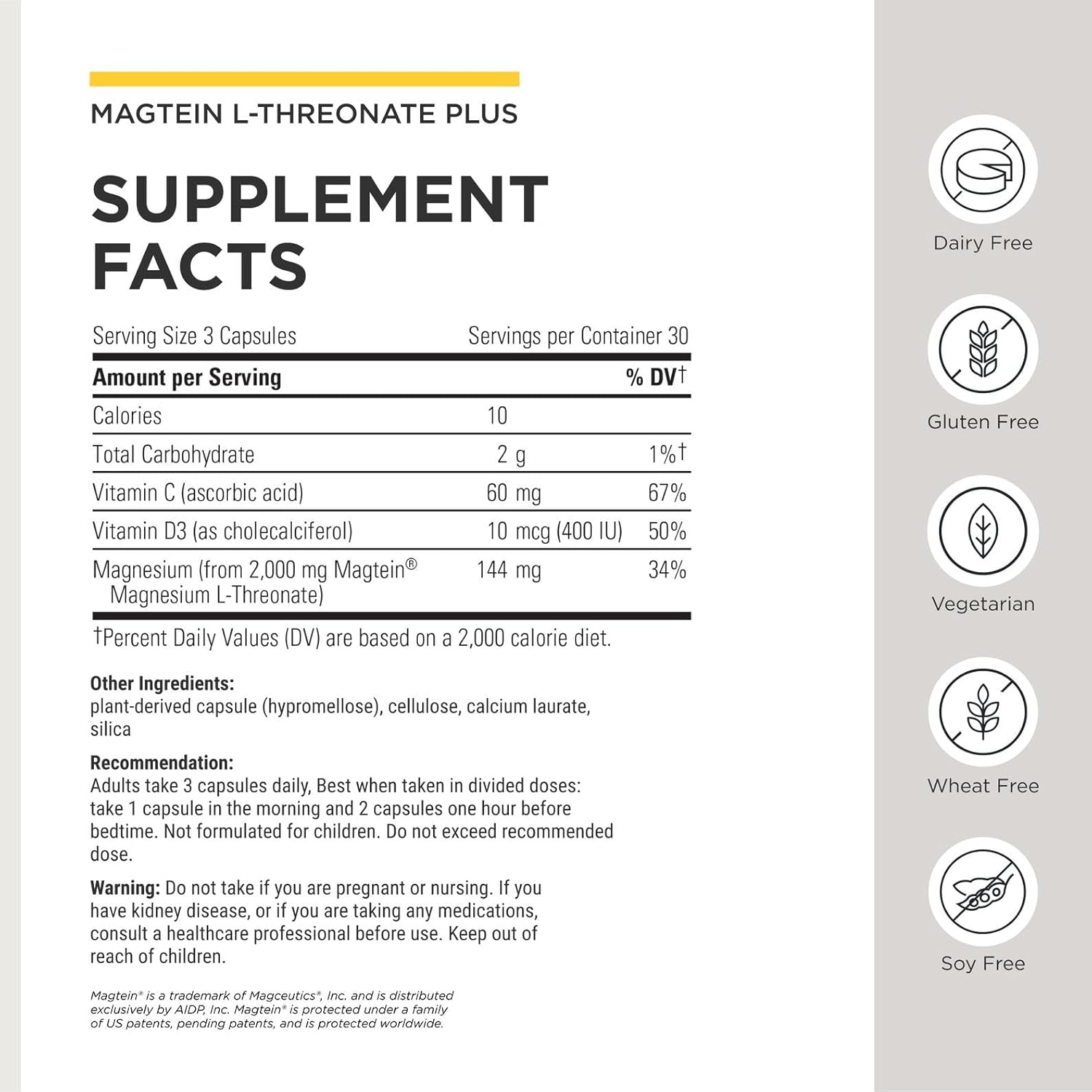 Integrative Therapeutics Magtein L-Threonate Plus, Cognitive Support 90 Capsules