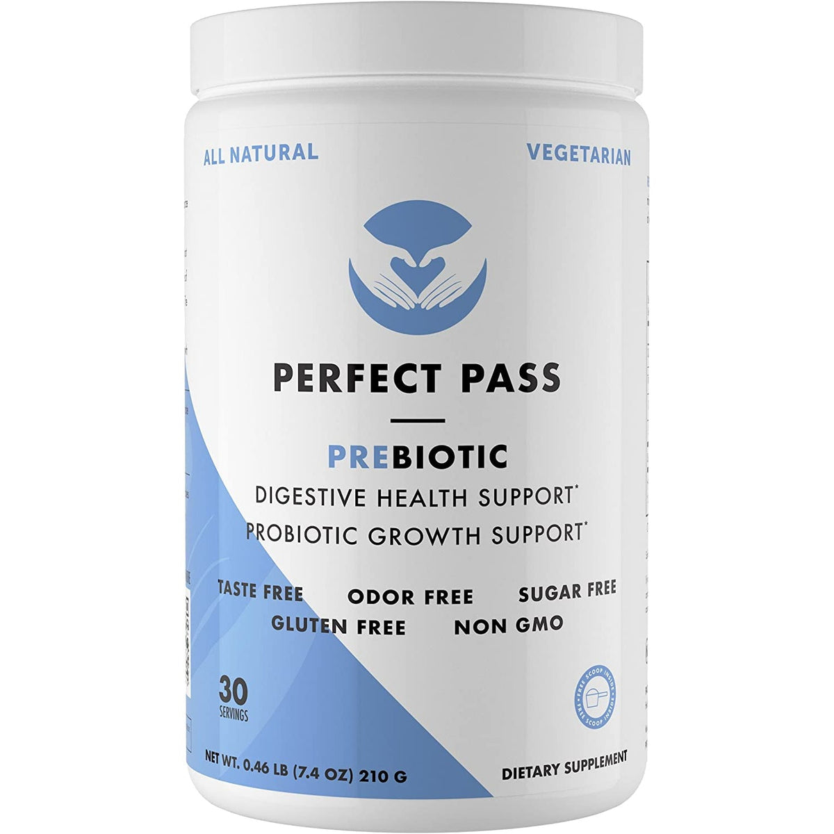 PERFECT PASS Prebiotic PHGG Partially Hydrolyzed Guar Gum 210G Powder - 100% Natural Gluten Free Non GMO - Certified Kosher Vegetarian Sugar Free