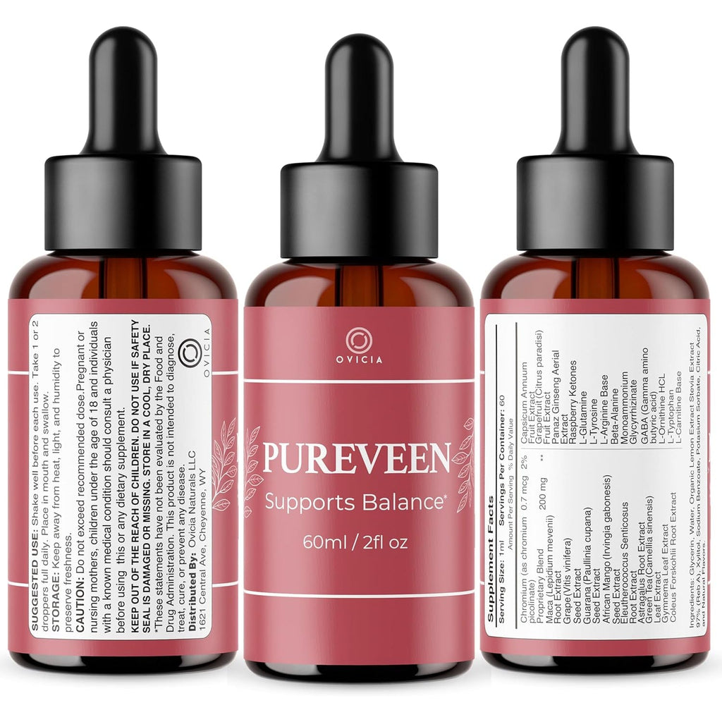 (3 Pack) Pureveen Drops – Pureveen Liquid Support Drops Advanced Formula All Natural Ingredients Daily Premium Maximum Strength, Vitamin Support for Health and General Wellness, 3 Bottles for 3 Months