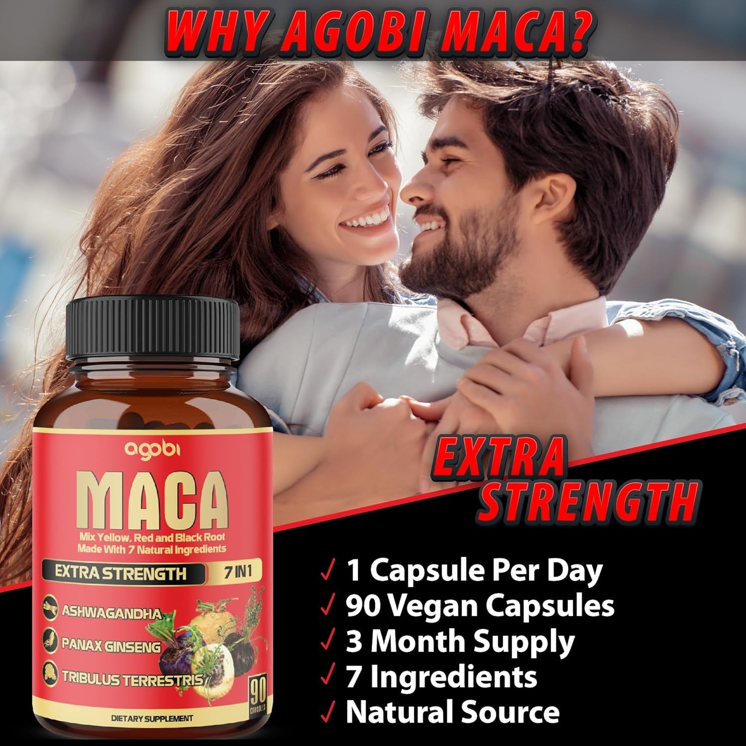 Maca Root Capsules - Supports Natural Health - Energy - Performance & Mood Supplement - Enhanced Blood Flow 3-Month Supply
