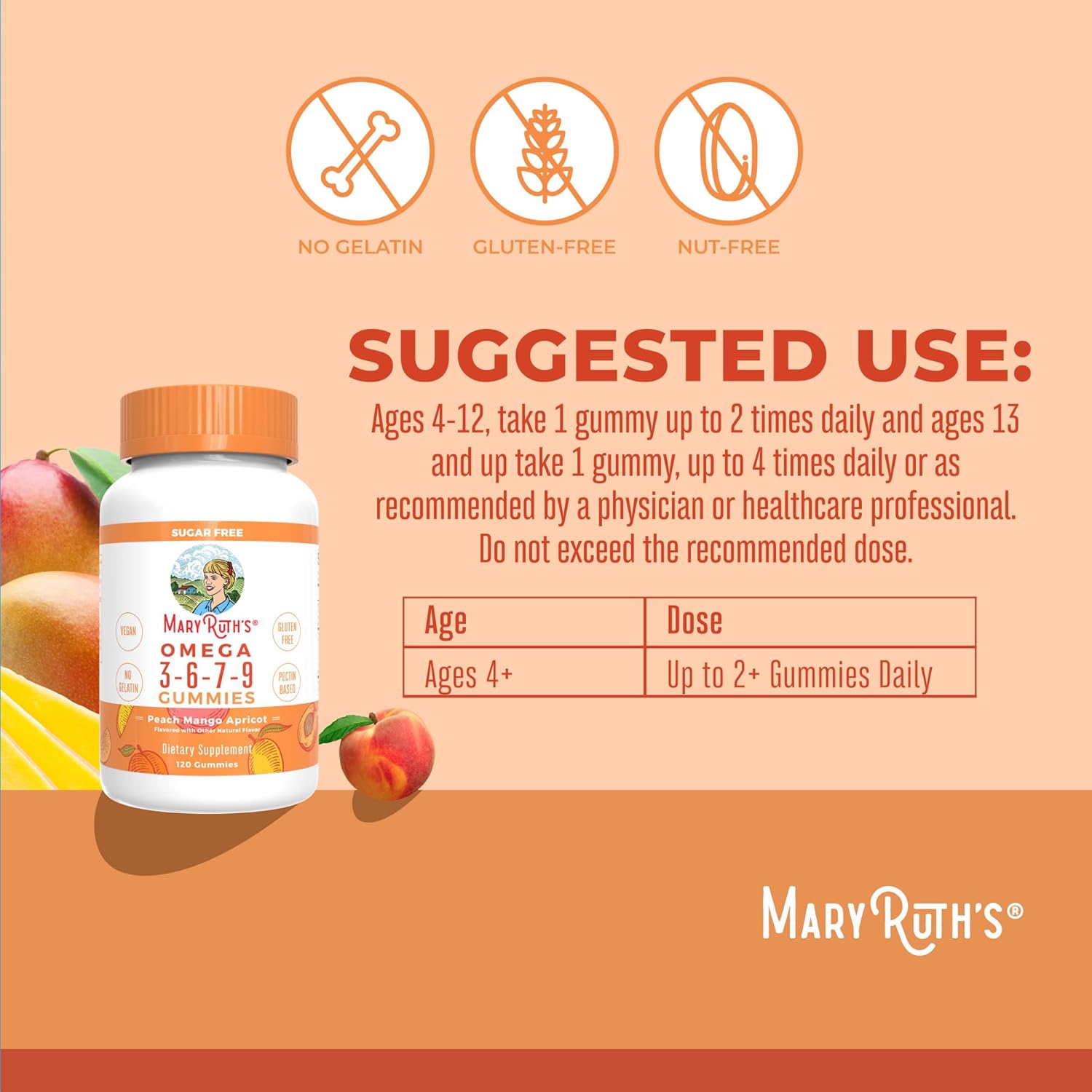 Maryruth Organics Vegan Omega 3 6 7 9 Gummies | 120 Count