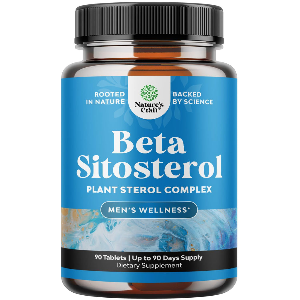 Natures Craft Plant Sterols Complex with Beta Sitosterol - 500Mg Beta-Sitosterol Sterols and Stanols Supplement for Prostate Support - 90 Tablets