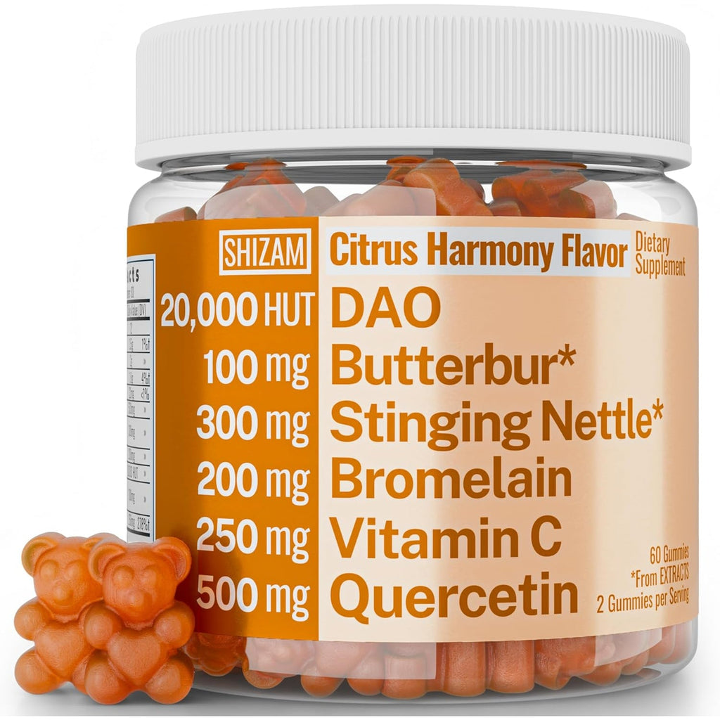 SHIZAM DAO Bromelain Enzyme Gummies with Butterbur Quercetin Stinging Nettle Root Extract, DAO Diamine Oxidase Enzyme, Powder Tincture Tablet Tea Alt Supplement, Leaf 500Mg