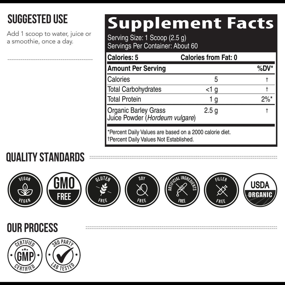 Organic Barley Grass Juice Powder - Grown in Volcanic Soil of Utah - Raw & Bioactive Form, Cold-Pressed Then CO2 Dried – Gluten Free, GMO Free, Vegan - Complements Wheatgrass Juice Powder - 5.3 Oz