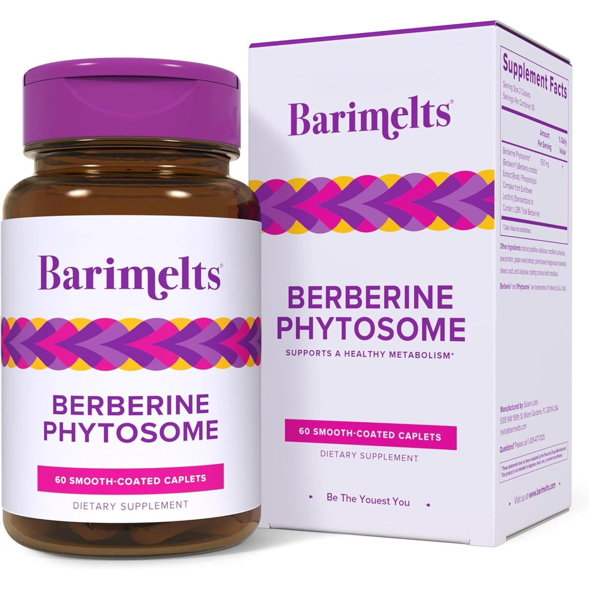 Barimelts Berberine Phytosome 550Mg – Clinically Studied Berbevis for 4X Better Absorption Vs Regular Berberine – Supports Metabolism & Blood Sugar – 60 Smooth-Coated Caplets