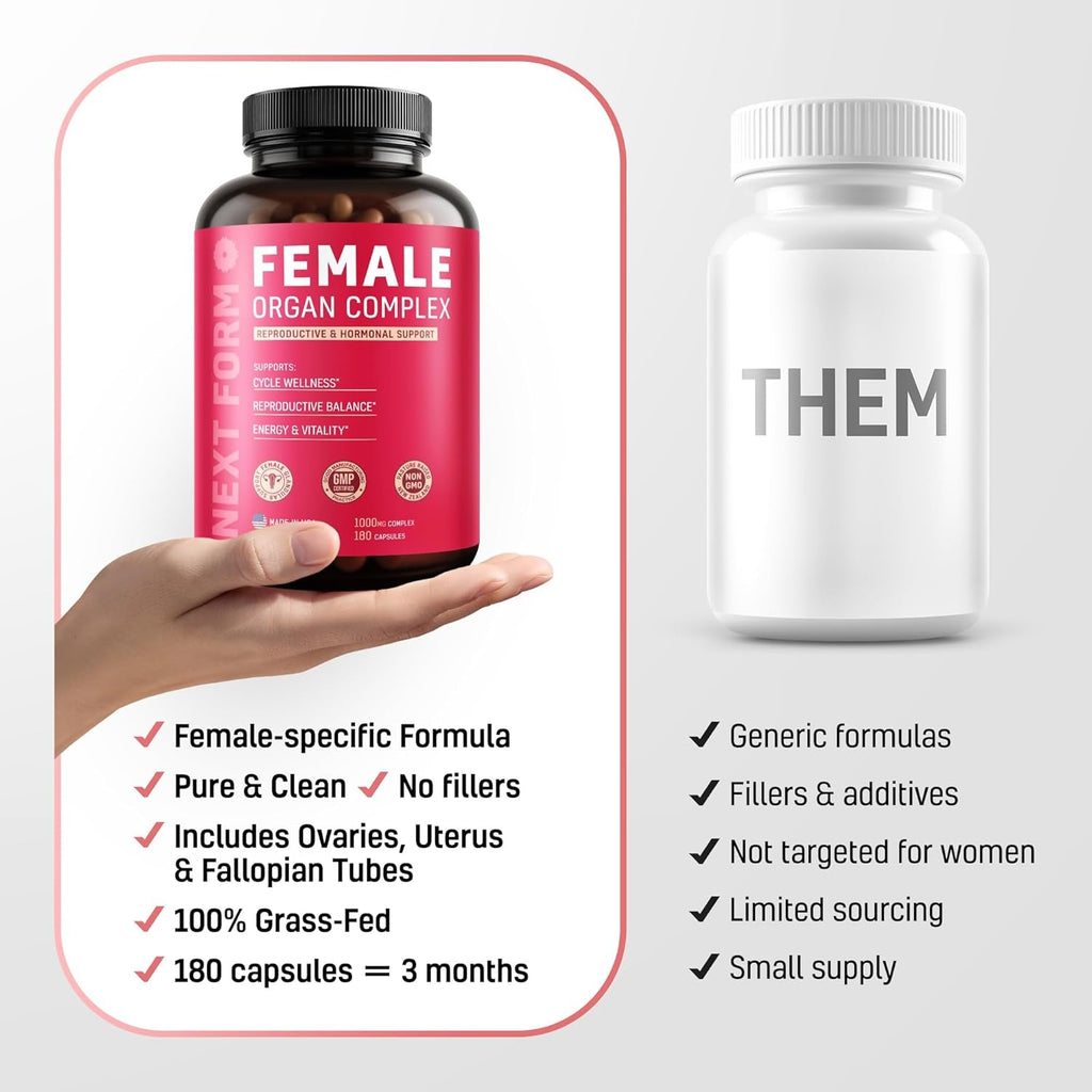 Beef Organ Supplement for Women 6 in 1 Complex Hormone Balance & Energy - 100% Grass Fed & Pasture Raised - Beef Liver, Kidney, Heart, Spleen, Pancreas and More - 180 Capsules