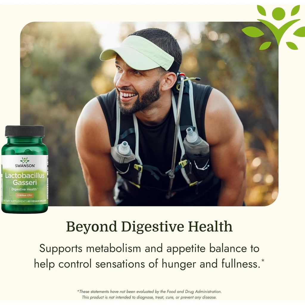 Swanson Lactobacillus Gasseri Probiotic for Adults Seeking Digestive and Metabolic Support with 3 Billion CFU - Acid-Resistant, No Refrigeration (60 Vegan Capsules)