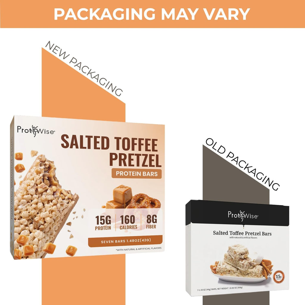 Protiwise – Salted Toffee High Protein 15G Bar | Low Calorie, Weight Loss, Diet, Keto Friendly, Hunger Control, Meal Replacement | Gluten Free, Low Fat, Low Sugar (7/Box)